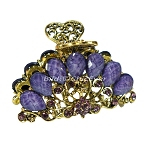 Haargreifer Pfau Haarkneifer Haarklammer Metall & Strass lila violett gold 8196